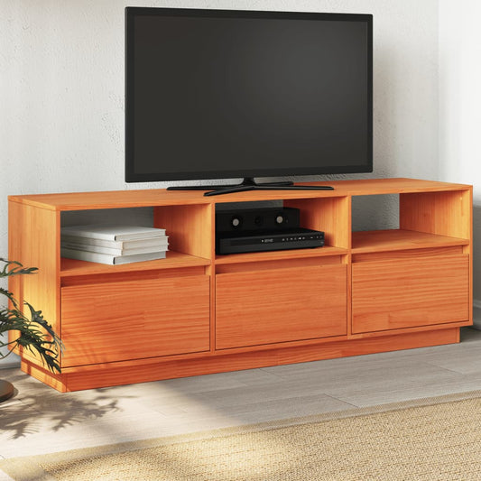 TV-Møbel Brun TV-benk voksbrun 140x37x50 cm heltre furu