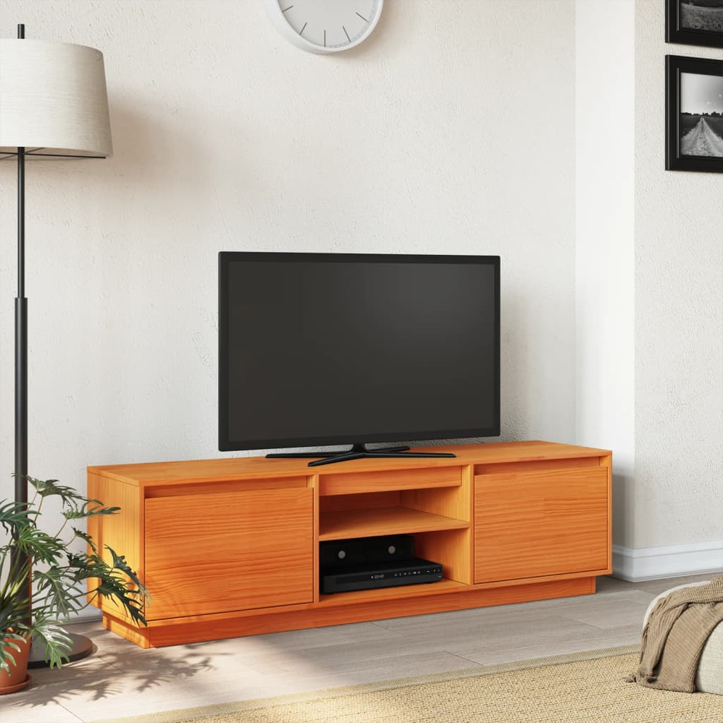 TV-Møbel Brun TV-benk voksbrun 140x35x40 cm heltre furu