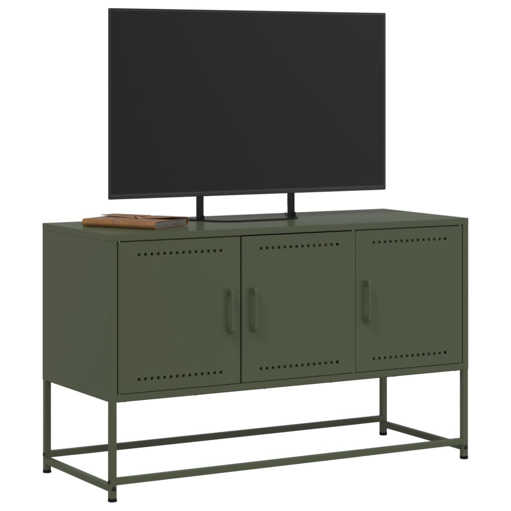 TV-Møbel DIV. TV-benk olivengrønn 100,5x39x60,5 cm stål