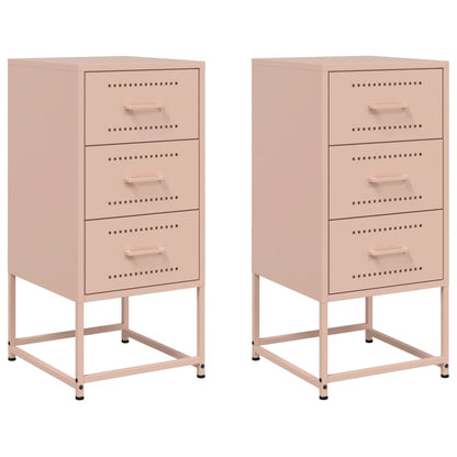 Nattbord 2 stk rosa 36x39x78 cm stål