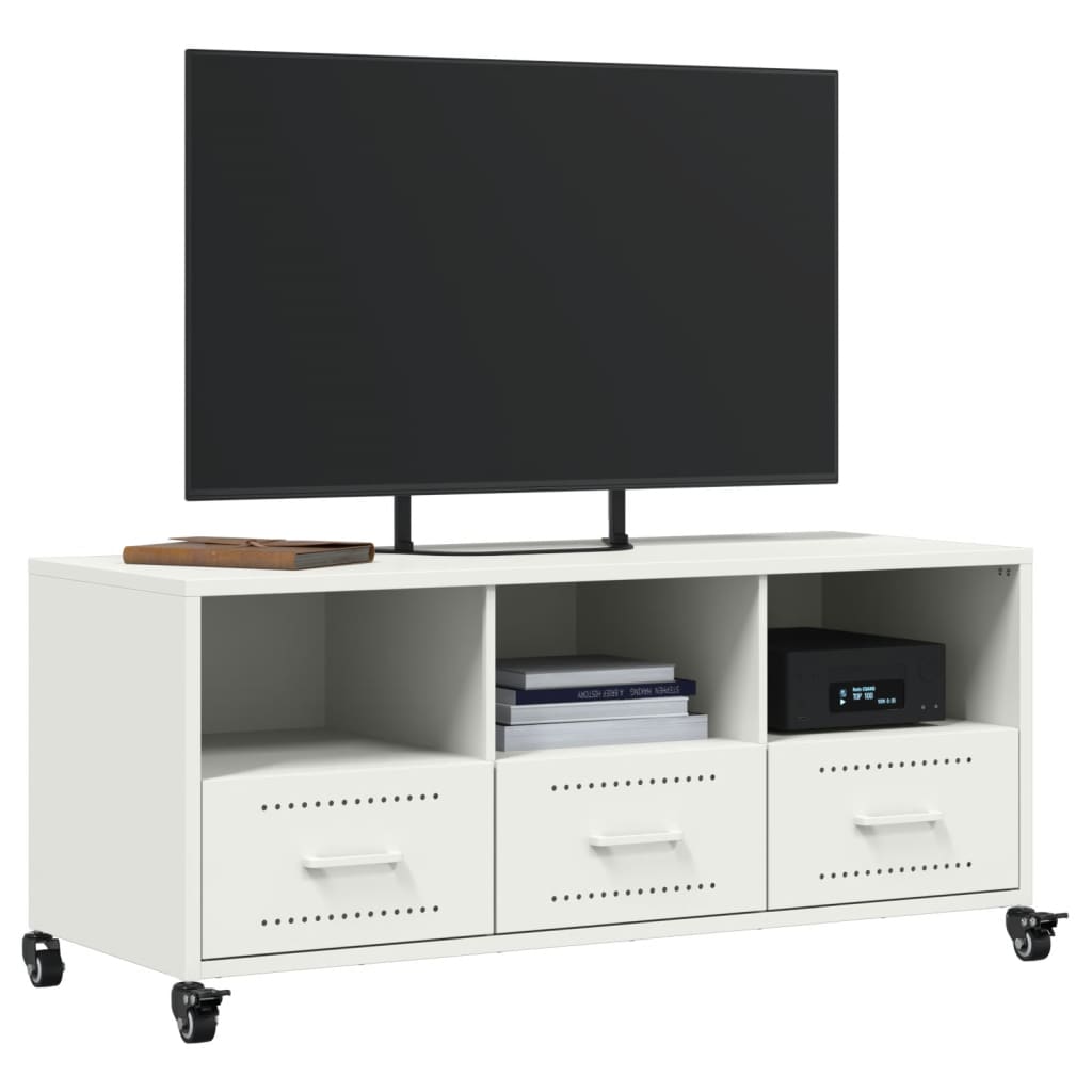 TV-Møbel DIV. TV-benk Hvit 100,5x39x43,5 cm stål