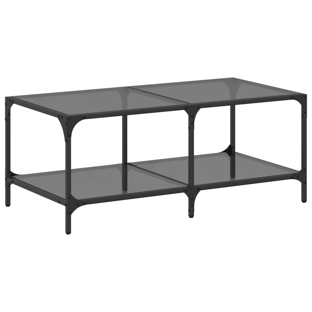 Salongbord Sofabord DIV. med Svart glassplate 98,5x50x40 cm stål