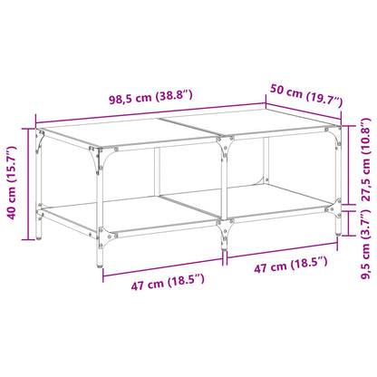 Salongbord Sofabord DIV. med Svart glassplate 98,5x50x40 cm stål