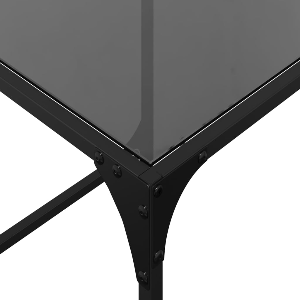 Stablebare salongbord 2 stk med svart glasstopp stål