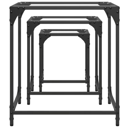 Salongbord Sofabord DIV. Stablebare 3 stk med gjennomsiktig glasstopp stål