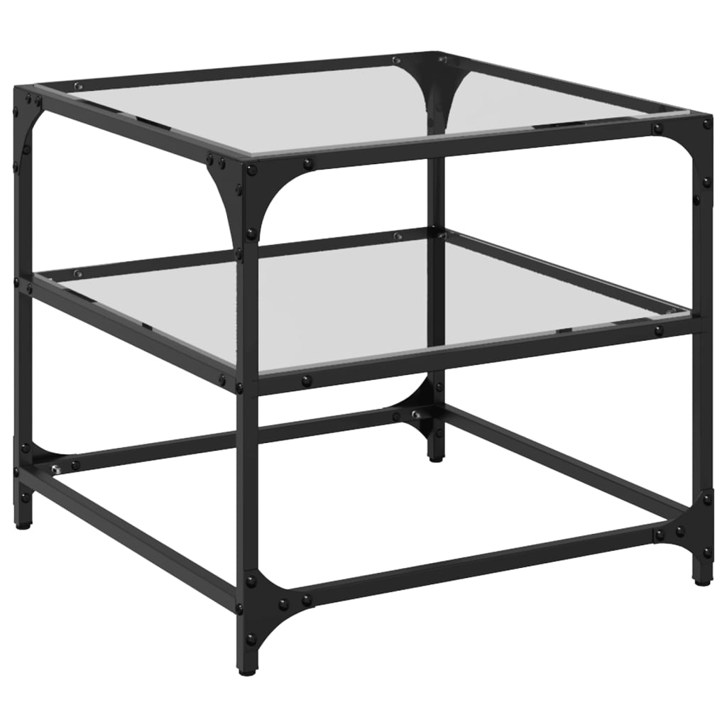 Salongbord Sofabord DIV. med gjennomsiktig glassplate 2 stk 50x50x45 cm stål