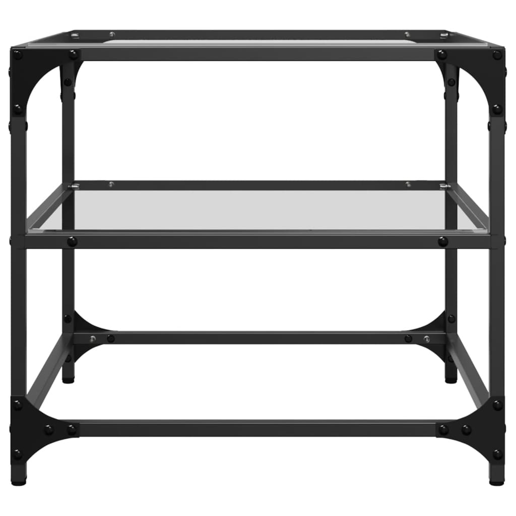 Salongbord Sofabord DIV. med gjennomsiktig glassplate 2 stk 50x50x45 cm stål