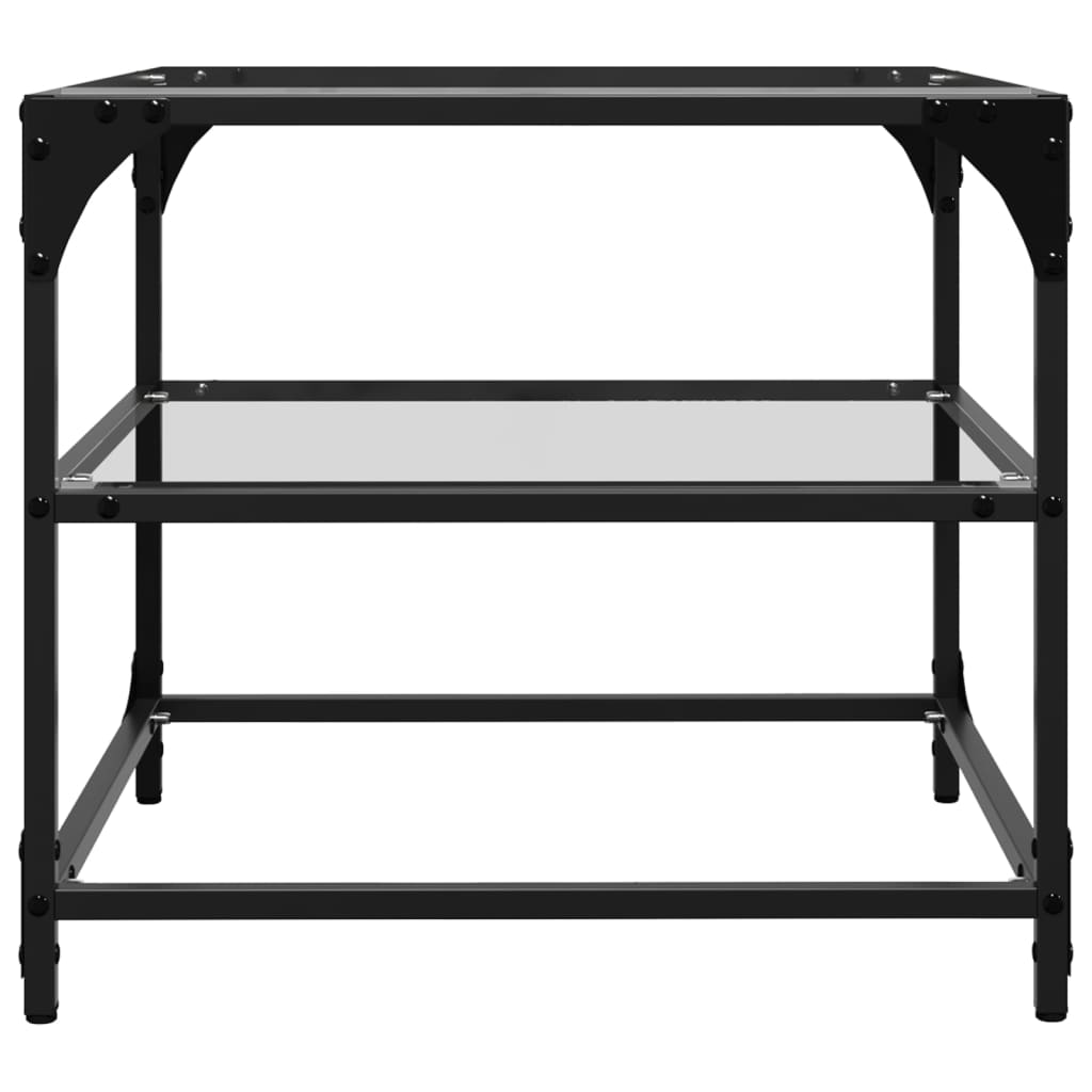 Salongbord Sofabord DIV. med gjennomsiktig glassplate 2 stk 50x50x45 cm stål