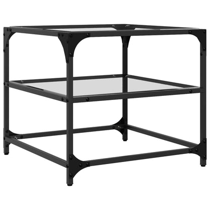 Salongbord Sofabord DIV. med gjennomsiktig glassplate 2 stk 50x50x45 cm stål