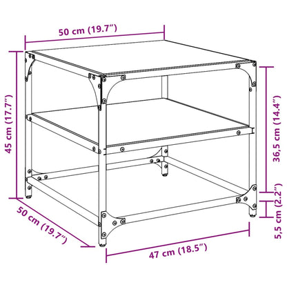 Salongbord Sofabord DIV. med gjennomsiktig glassplate 2 stk 50x50x45 cm stål