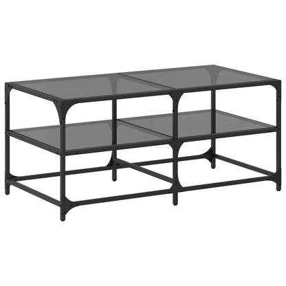 Salongbord Sofabord DIV. med Svart glassplate 98,5x50x45 cm stål