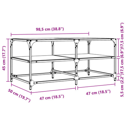 Salongbord Sofabord DIV. med Svart glassplate 98,5x50x45 cm stål