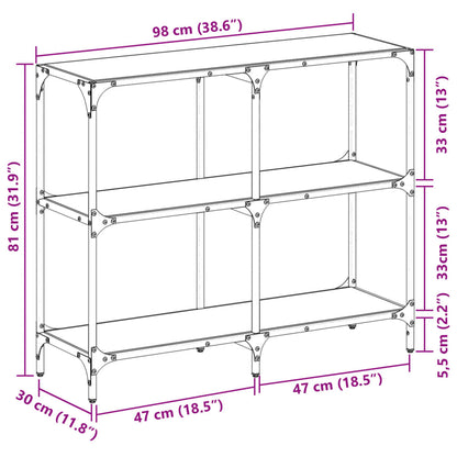 Avlastningsbord Konsollbord DIV. med Svart glassplate 98x30x81 cm stål