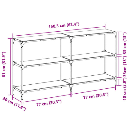 Avlastningsbord Konsollbord DIV. med gjennomsiktig glassplate 158,5x30x81 cm stål