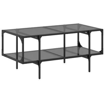 Salongbord Sofabord DIV. med Svart glassplate 98,5x50x45 cm stål
