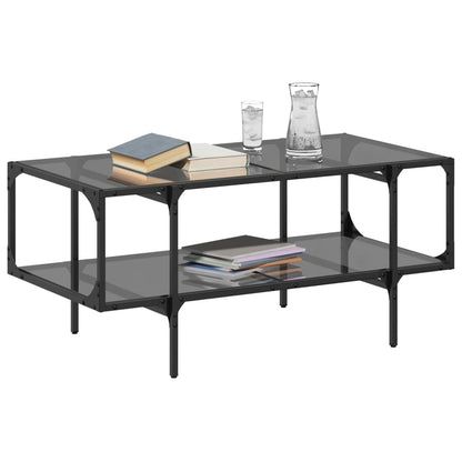 Salongbord Sofabord DIV. med Svart glassplate 98,5x50x45 cm stål