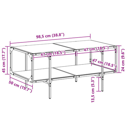 Salongbord Sofabord DIV. med Svart glassplate 98,5x50x45 cm stål