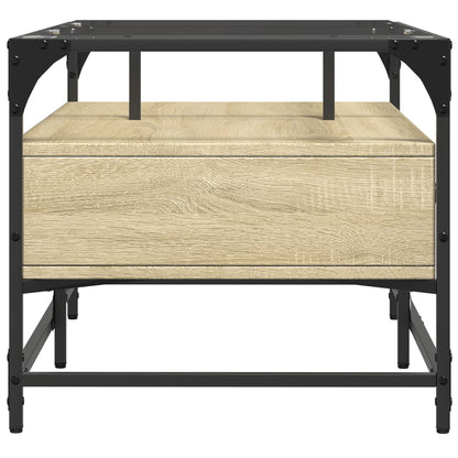 Salongbord Sofabord Sonoma Eik med glassplate 98,5x50x45 cm stål