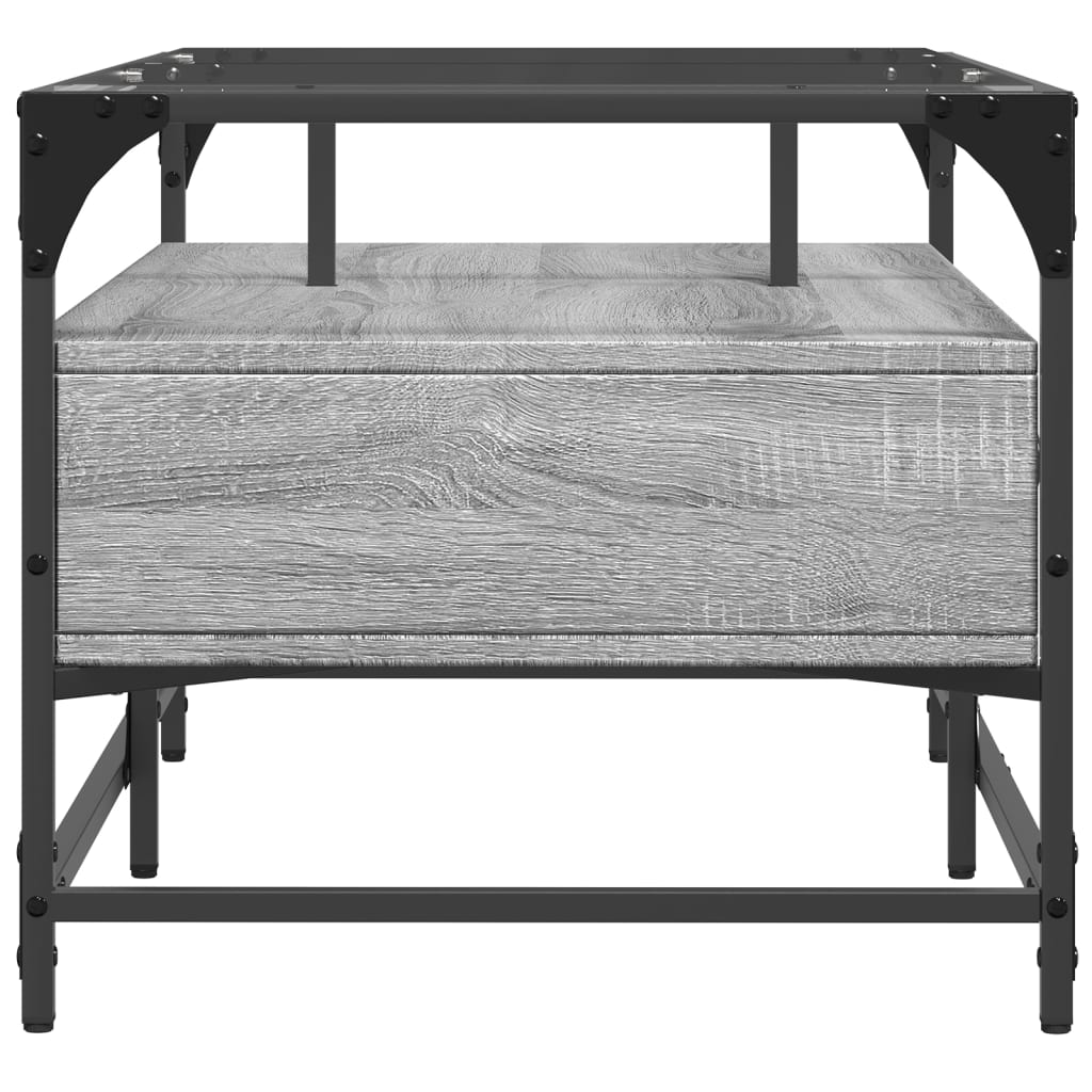 Salongbord Sofabord Sonoma Grå med glassplate 98,5x50x45 cm stål