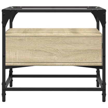 Salongbord Sofabord Sonoma Eik med glassplate 50x50x45 cm stål