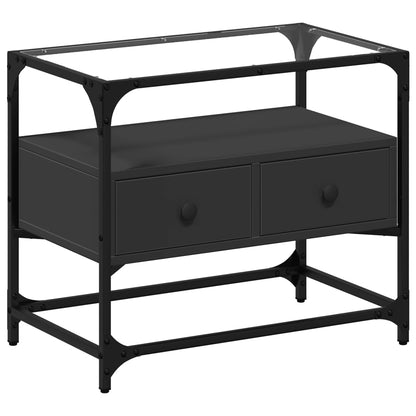 TV-Møbel Svart Tv-benk med glasstopp 60x35x51 cm