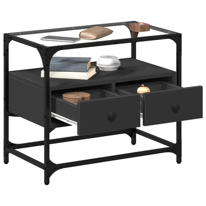 TV-Møbel Svart Tv-benk med glasstopp 60x35x51 cm