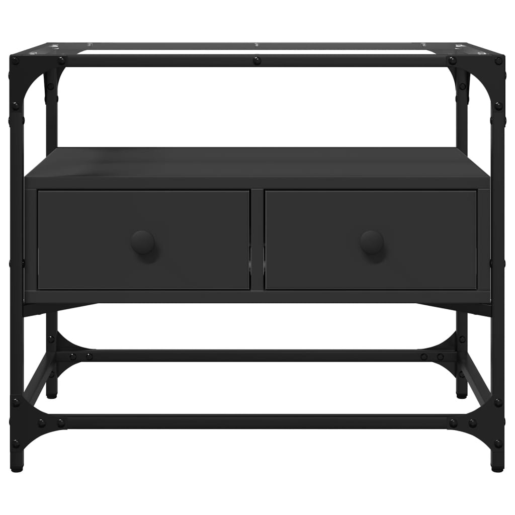 TV-Møbel Svart Tv-benk med glasstopp 60x35x51 cm