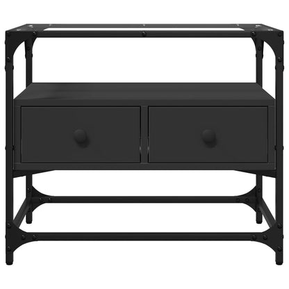TV-Møbel Svart Tv-benk med glasstopp 60x35x51 cm
