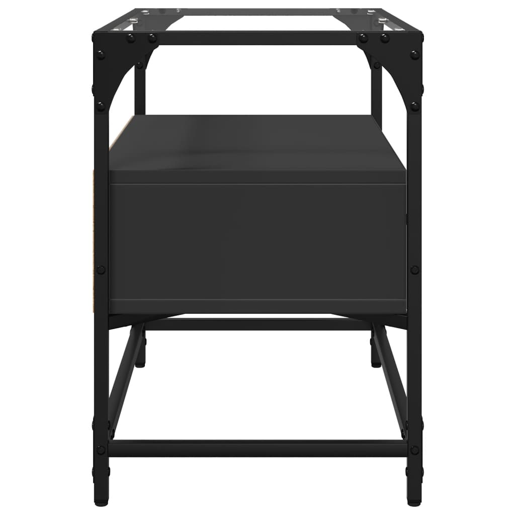TV-Møbel Svart Tv-benk med glasstopp 60x35x51 cm