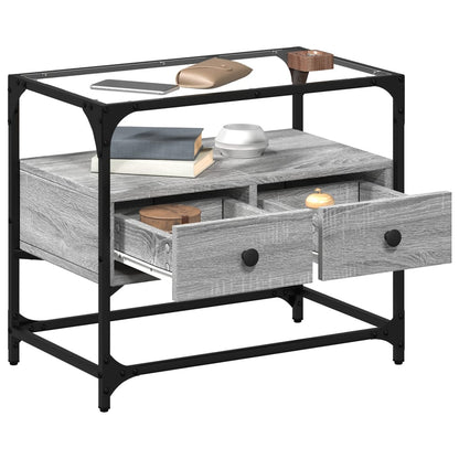 TV-Møbel Sonoma Grå Tv-benk med glasstopp 60x35x51 cm