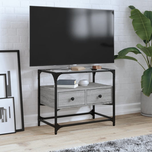 TV-Møbel Sonoma Grå Tv-benk med glasstopp 60x35x51 cm