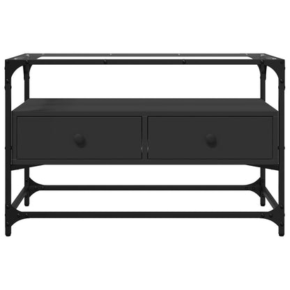 TV-Møbel Svart Tv-benk med glasstopp 80x35x51 cm