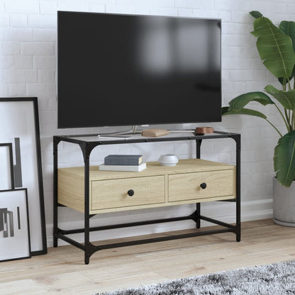 TV-Møbel Sonoma Eik Tv-benk med glasstopp 80x35x51 cm