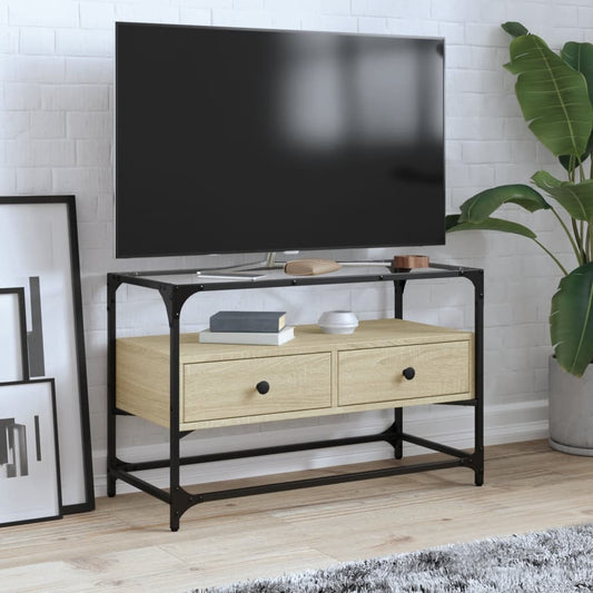 TV-Møbel Sonoma Eik Tv-benk med glasstopp 80x35x51 cm