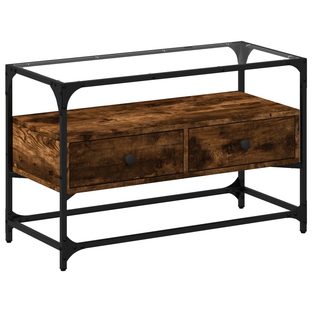 TV-Møbel Røyk Eik Tv-benk med glasstopp 80x35x51 cm