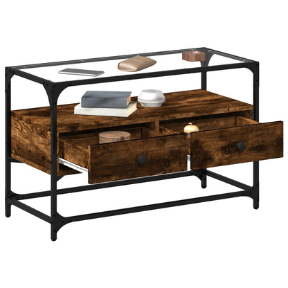 TV-Møbel Røyk Eik Tv-benk med glasstopp 80x35x51 cm