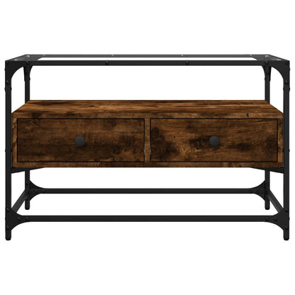 TV-Møbel Røyk Eik Tv-benk med glasstopp 80x35x51 cm