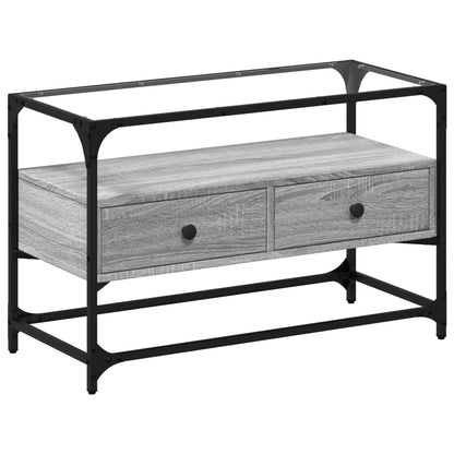 TV-Møbel Sonoma Grå TV-benk med glasstopp 80x35x51 cm