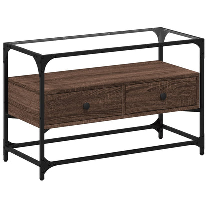 TV-Møbel Brun Eik Tv-benk med glasstopp 80x35x51 cm