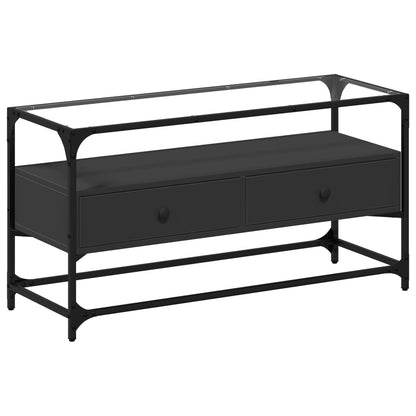 TV-Møbel Svart TV-benk med glasstopp 98x35x51 cm