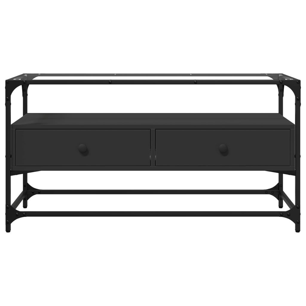 TV-Møbel Svart TV-benk med glasstopp 98x35x51 cm