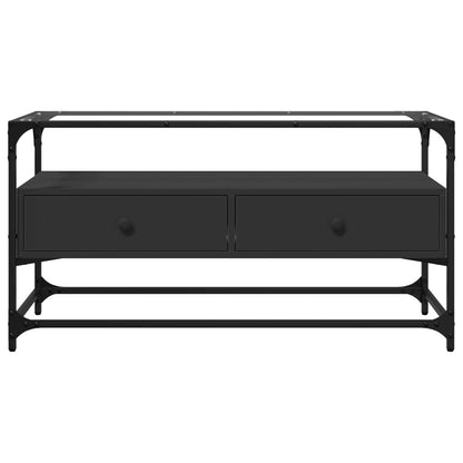 TV-Møbel Svart TV-benk med glasstopp 98x35x51 cm
