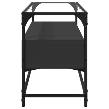 TV-Møbel Svart TV-benk med glasstopp 98x35x51 cm