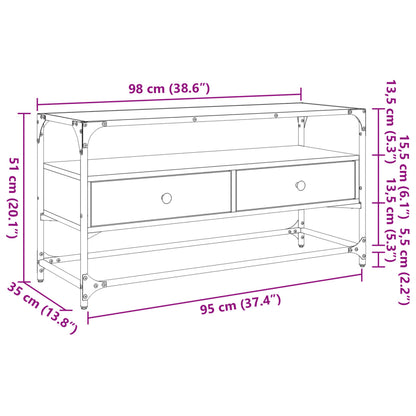 TV-Møbel Svart TV-benk med glasstopp 98x35x51 cm