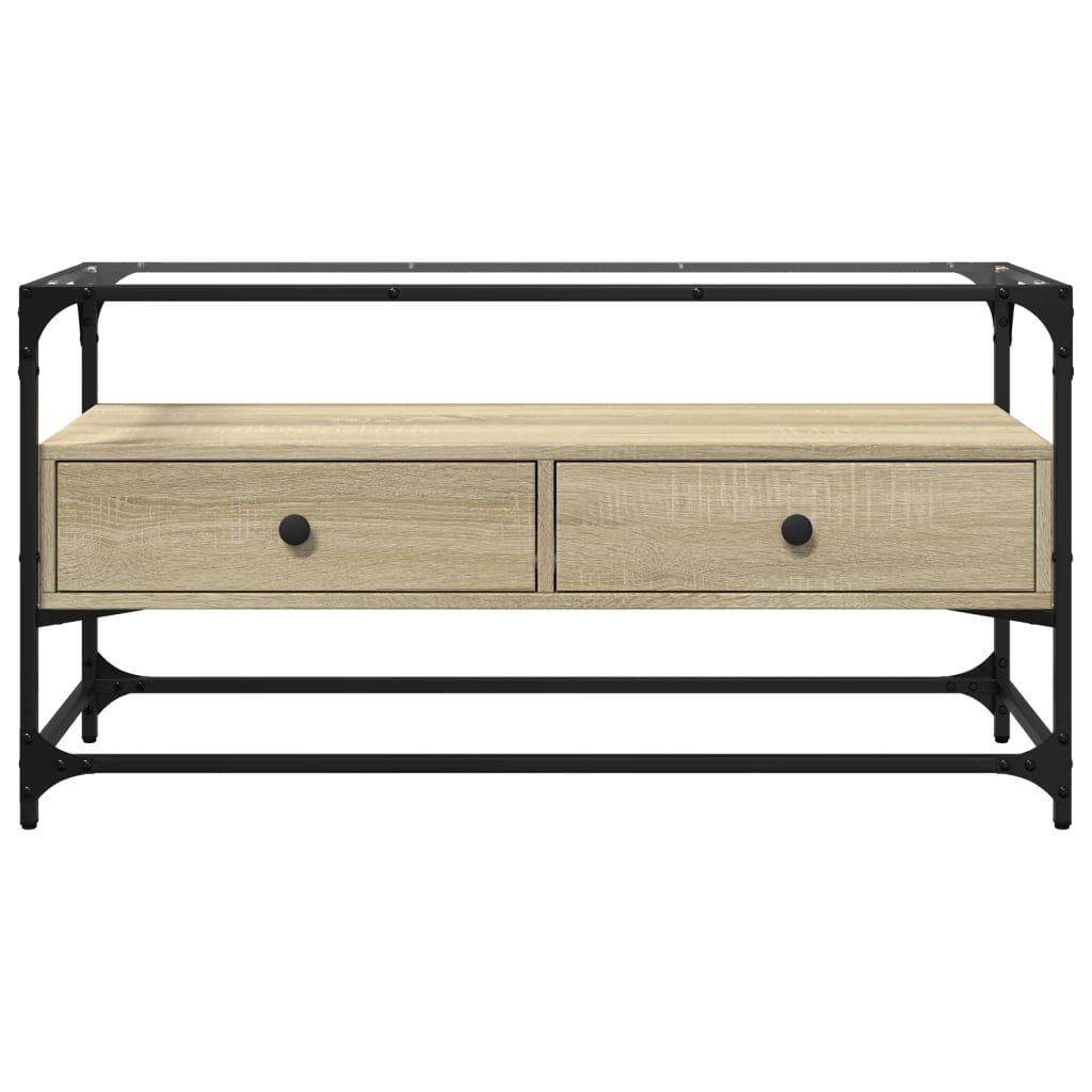 TV-Møbel Sonoma Grå TV-benk med glasstopp 98x35x51 cm