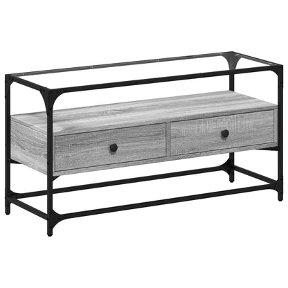 TV-Møbel Sonoma Grå TV-benk med glasstopp 98x35x51 cm