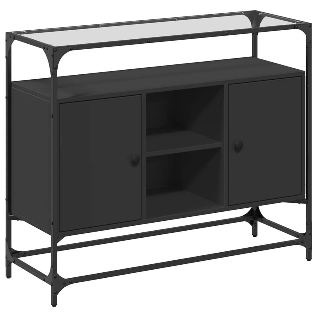 Skjenk Svart med glasstopp 98x35x81 cm