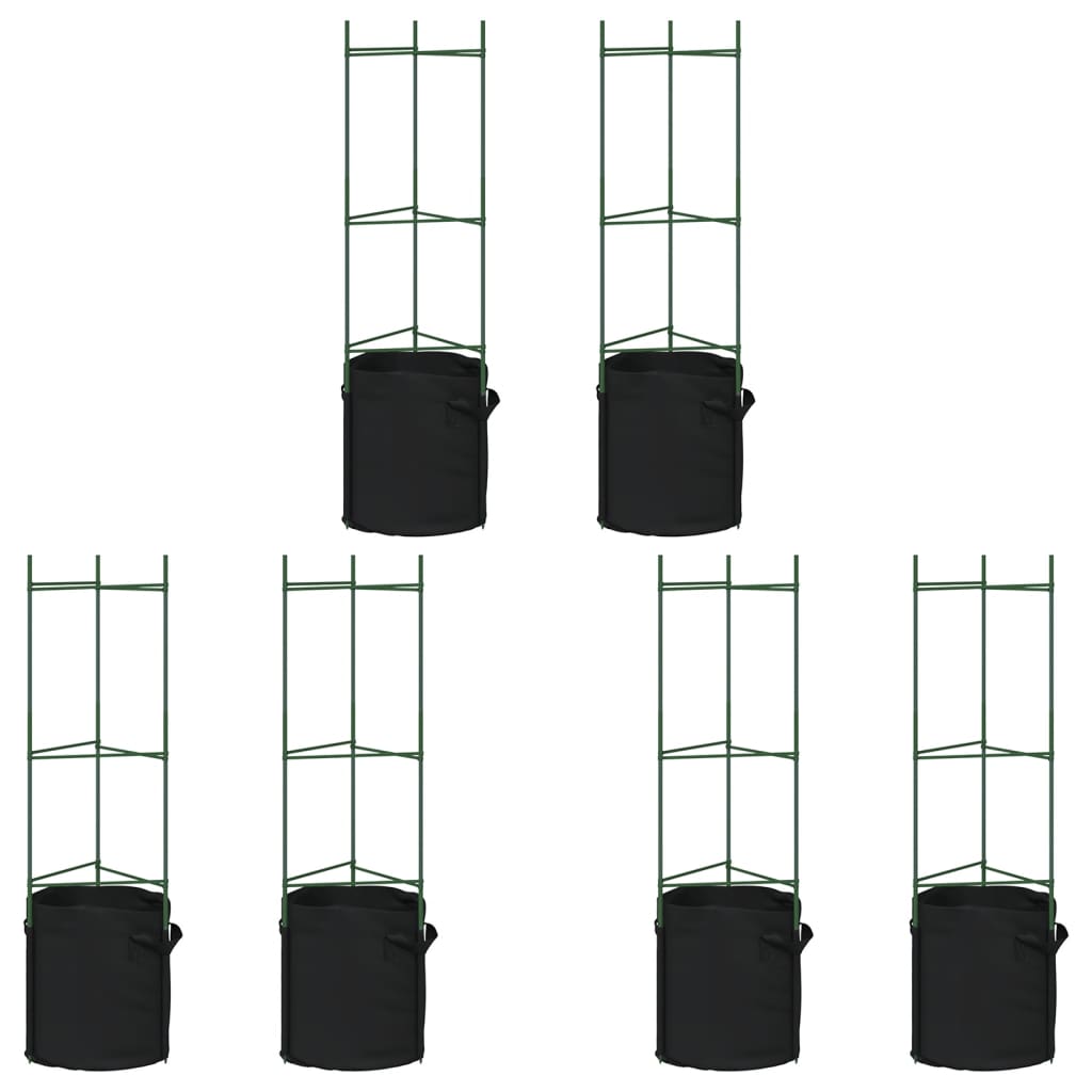 Tomatbur med planteposer 6 stk 116 cm stål og PP