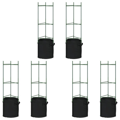 Tomatbur med planteposer 6 stk 116 cm stål og PP