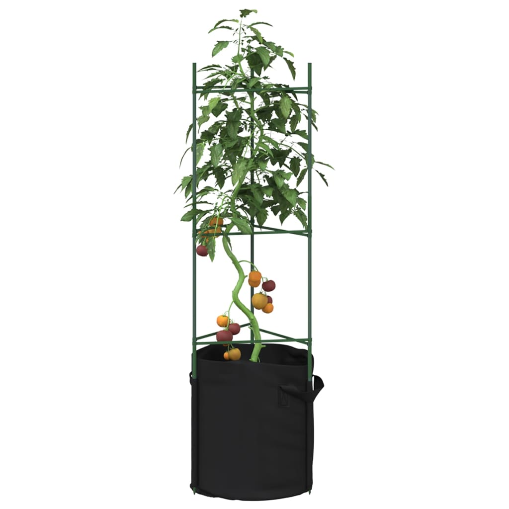 Tomatbur med planteposer 6 stk 116 cm stål og PP